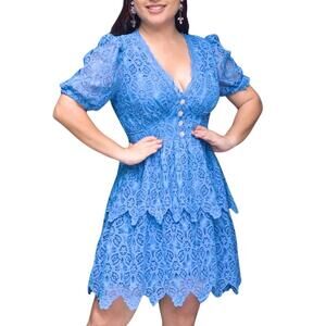 NWT Just Me NY&C Crochet Babydoll Dress Blue M